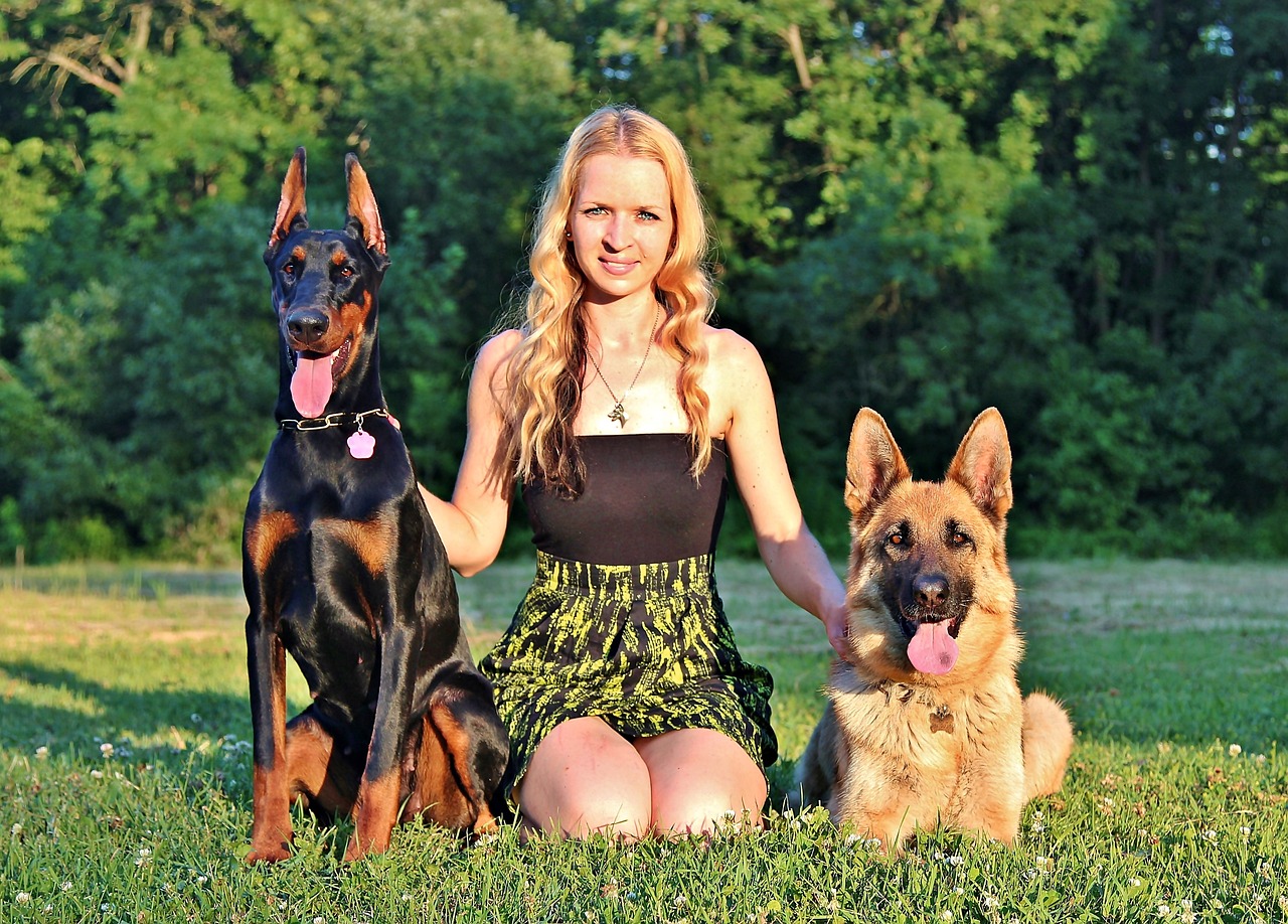 frau mit hund